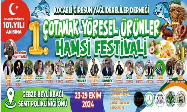 Kocaeli Giresun Yağlıdereliler Derneği'nden Büyük Festival: 1. Çotanaklar Yöresel Ürünler ve Hamsi Festivali Yarın Başlıyor